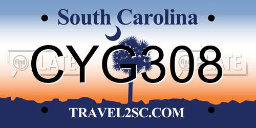 CYG308 South Carolina License Plate