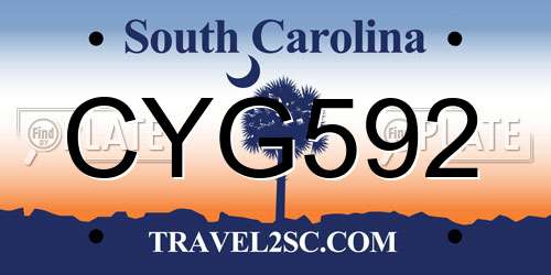 CYG592 South Carolina License Plate