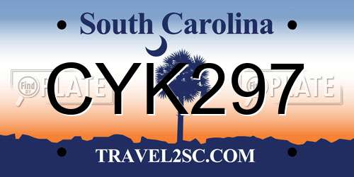 CYK297 South Carolina License Plate