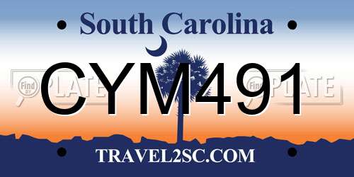 CYM491 South Carolina License Plate