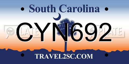 CYN692 South Carolina License Plate