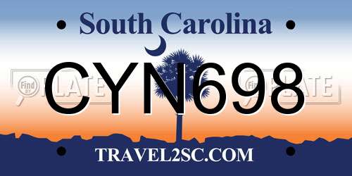CYN698 South Carolina License Plate