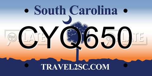 CYQ650 South Carolina License Plate