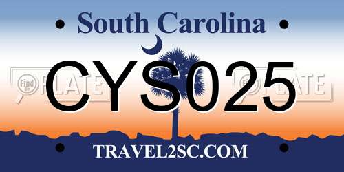 CYS025 South Carolina License Plate