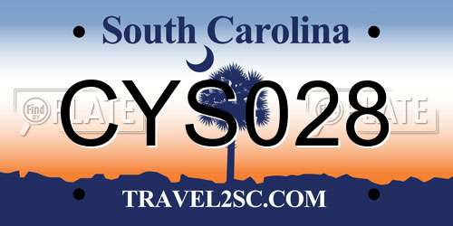 CYS028 South Carolina License Plate