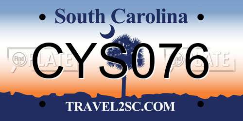 CYS076 South Carolina License Plate