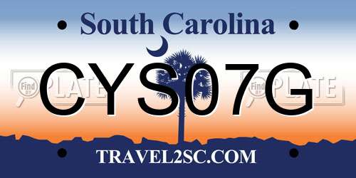 CYS07G South Carolina License Plate