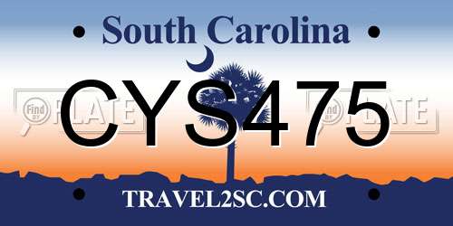 CYS475 South Carolina License Plate