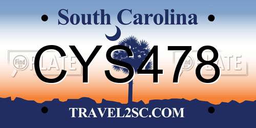 CYS478 South Carolina License Plate