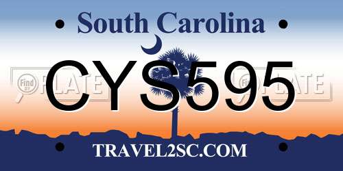 CYS595 South Carolina License Plate