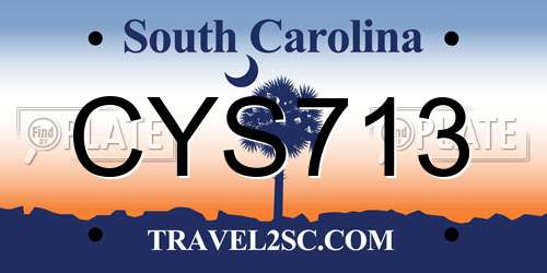 CYS713 South Carolina License Plate