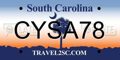 CYSA78 South Carolina License Plate