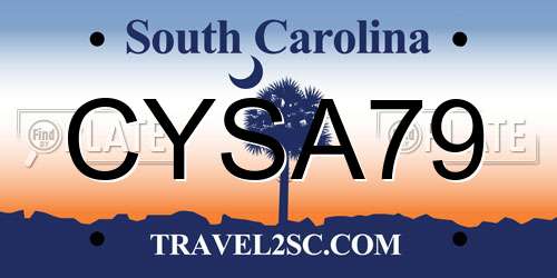 CYSA79 South Carolina License Plate