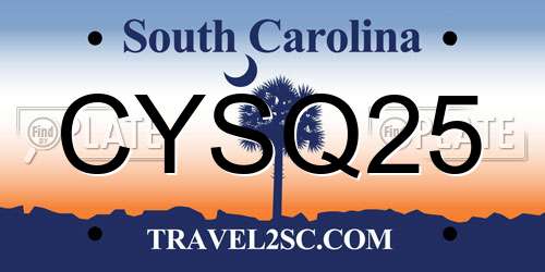 CYSQ25 South Carolina License Plate