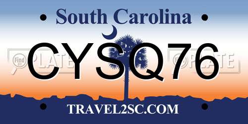 CYSQ76 South Carolina License Plate