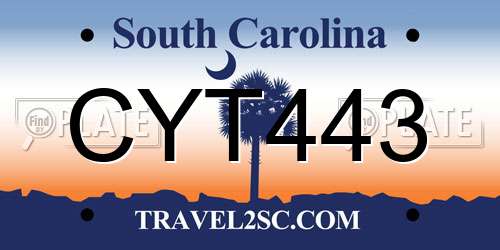 CYT443 South Carolina License Plate