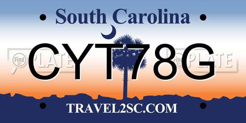 CYT78G South Carolina License Plate