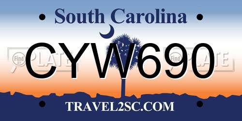 CYW690 South Carolina License Plate