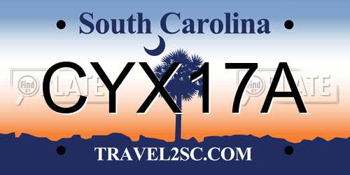 CYX17A South Carolina License Plate