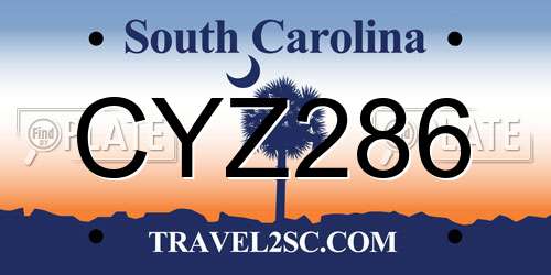 CYZ286 South Carolina License Plate