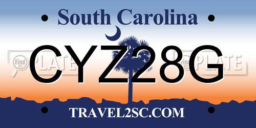 CYZ28G South Carolina License Plate