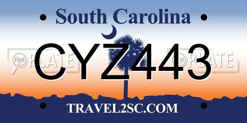 CYZ443 South Carolina License Plate