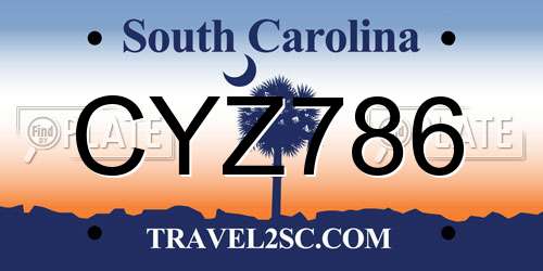 CYZ786 South Carolina License Plate