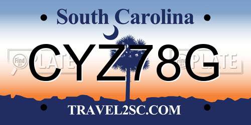CYZ78G South Carolina License Plate