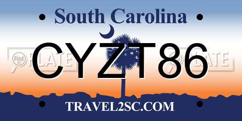 CYZT86 South Carolina License Plate