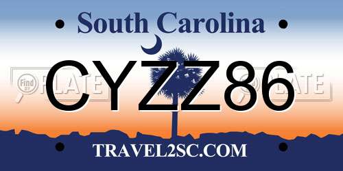 CYZZ86 South Carolina License Plate
