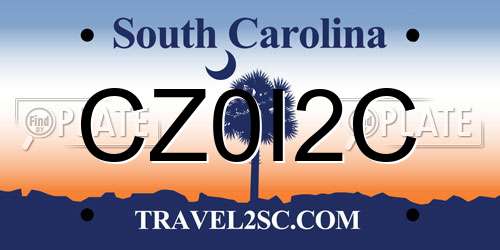 CZ0I2C South Carolina License Plate