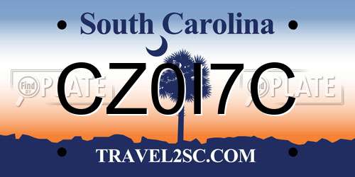 CZ0I7C South Carolina License Plate