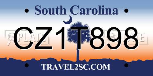 CZ1T898 South Carolina License Plate