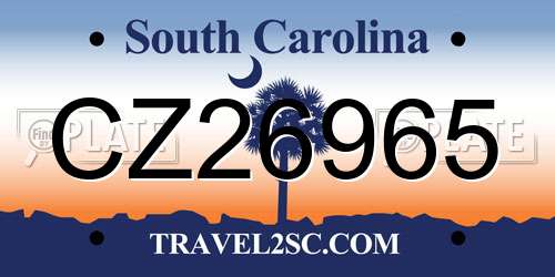CZ26965 South Carolina License Plate