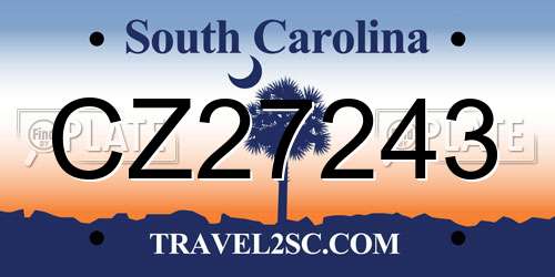 CZ27243 South Carolina License Plate