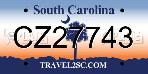 CZ27743 South Carolina License Plate