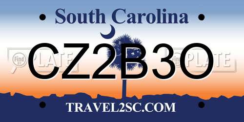 CZ2B3O South Carolina License Plate