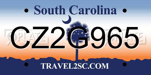CZ2G965 South Carolina License Plate