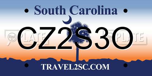 CZ2S3O South Carolina License Plate