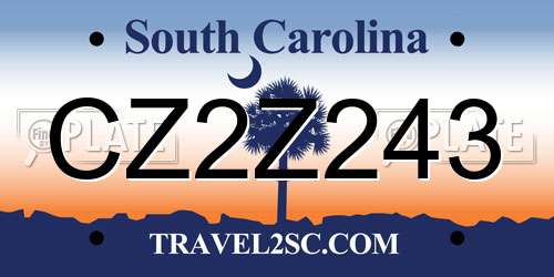 CZ2Z243 South Carolina License Plate