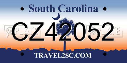 CZ42052 South Carolina License Plate