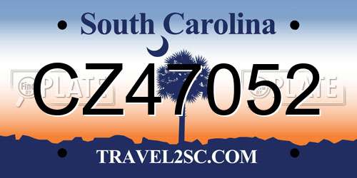CZ47052 South Carolina License Plate