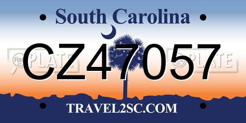 CZ47057 South Carolina License Plate