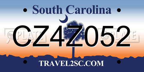 CZ4Z052 South Carolina License Plate
