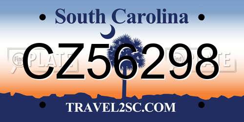 CZ56298 South Carolina License Plate