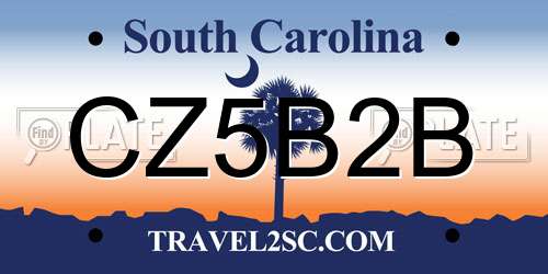 CZ5B2B South Carolina License Plate