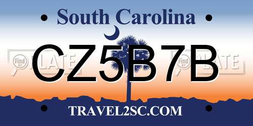 CZ5B7B South Carolina License Plate