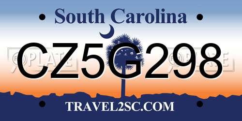 CZ5G298 South Carolina License Plate