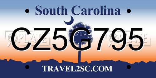 CZ5G795 South Carolina License Plate