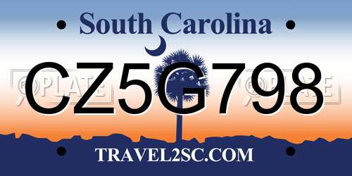 CZ5G798 South Carolina License Plate